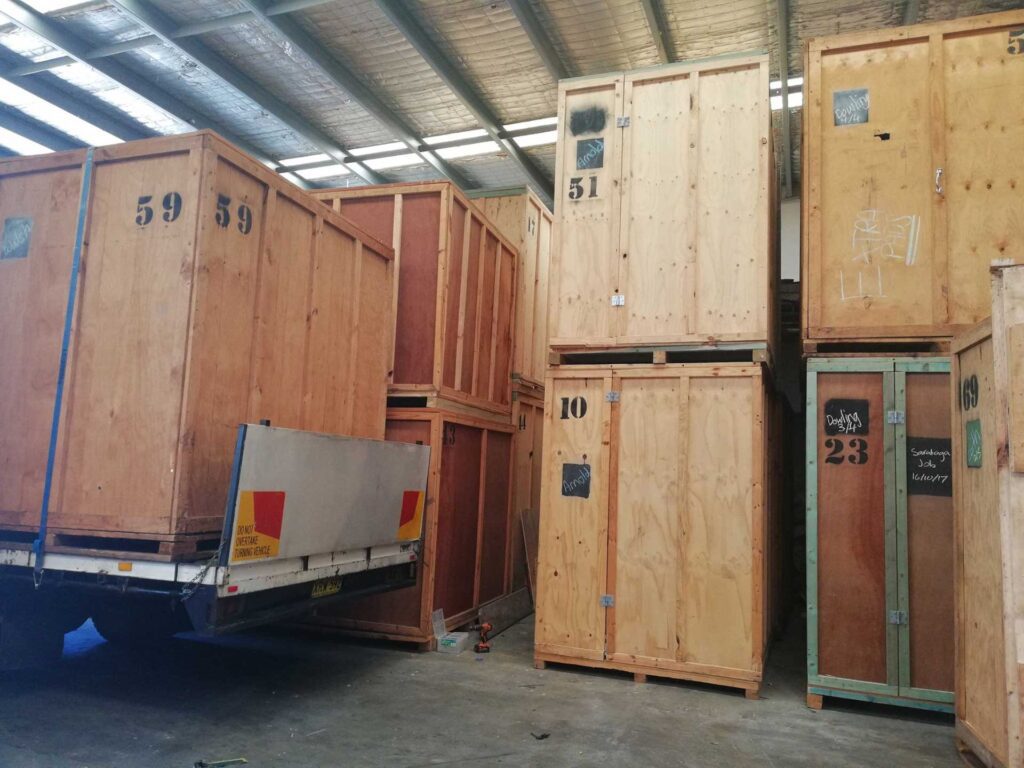Removal crates in storage